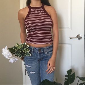 Maroon striped cotton:on halter style top